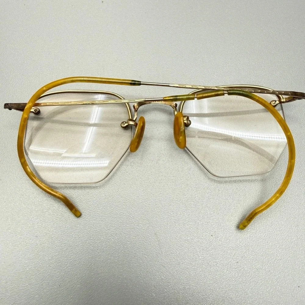 Vintage Gold Filled Wire Frame Bifocal Glasses with Case Signed